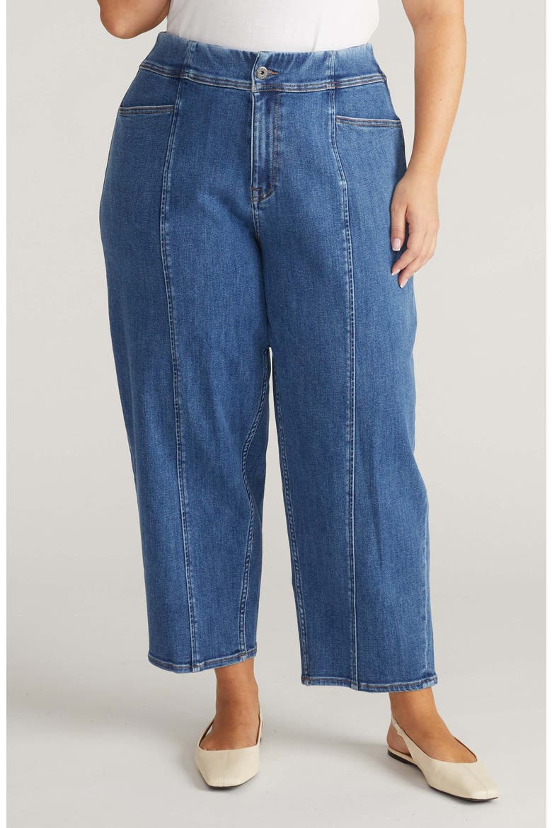Keira Seamed High Waist Wide Leg Jeans, Main, color, SHALLOW BAY BLUE