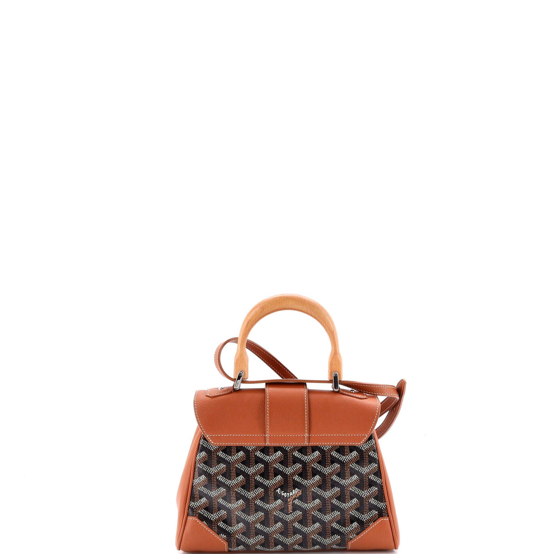 Pre-Owned Goyard Saigon Top Handle Bag Coated Canvas with Leather Mini, Alternate, color, Brown