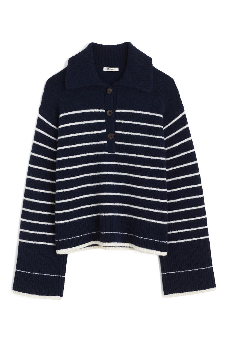 CloudSoft Polo Sweater, Alternate, color, IVORY MINI STRIPE
