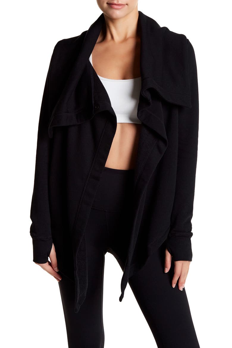 Shooting Star Drape Collar Cardigan, Main, color, BLACK