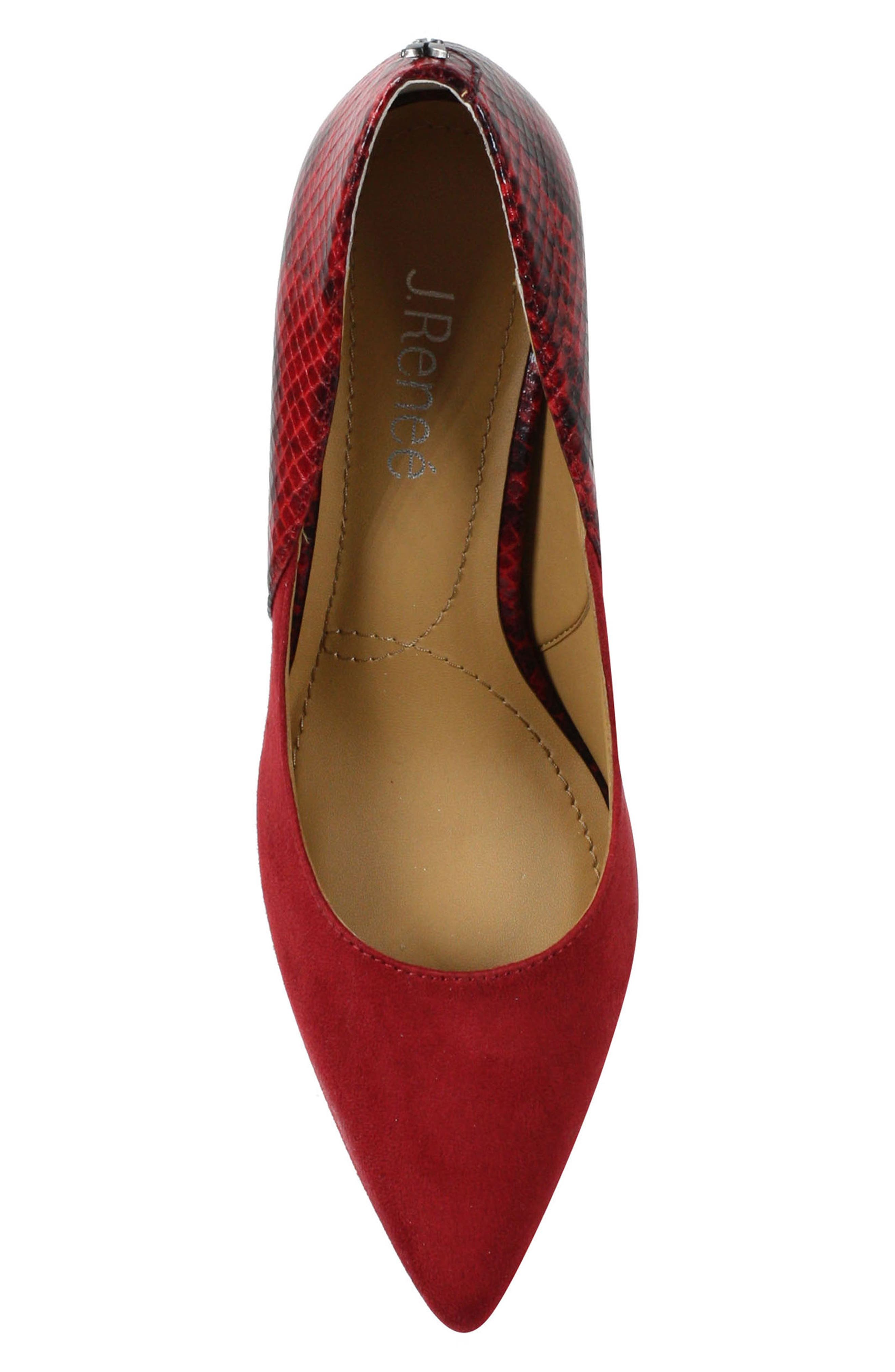 Zayd Pointed Toe Pump, Alternate, color, RED SUEDE/ SNAKE PRINT