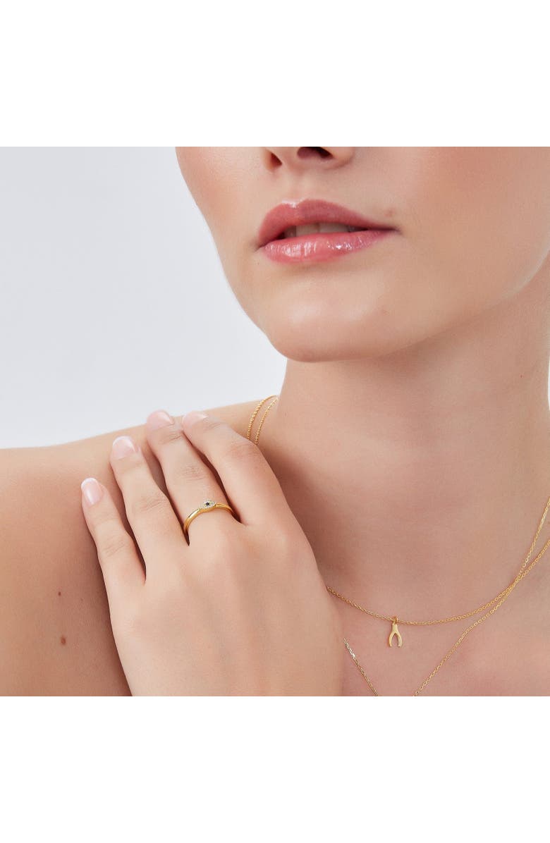 Spero London Eye Sterling Silver Adjustable Stacking Ring Evil Eye, Alternate, color, Gold