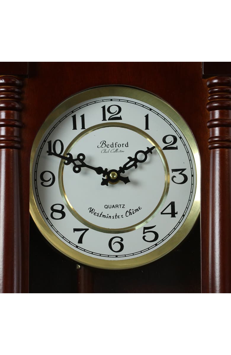 Bedford Clock Collection 27.5in Cherry Oak Wall Clock, Alternate, color, Cherry Oak