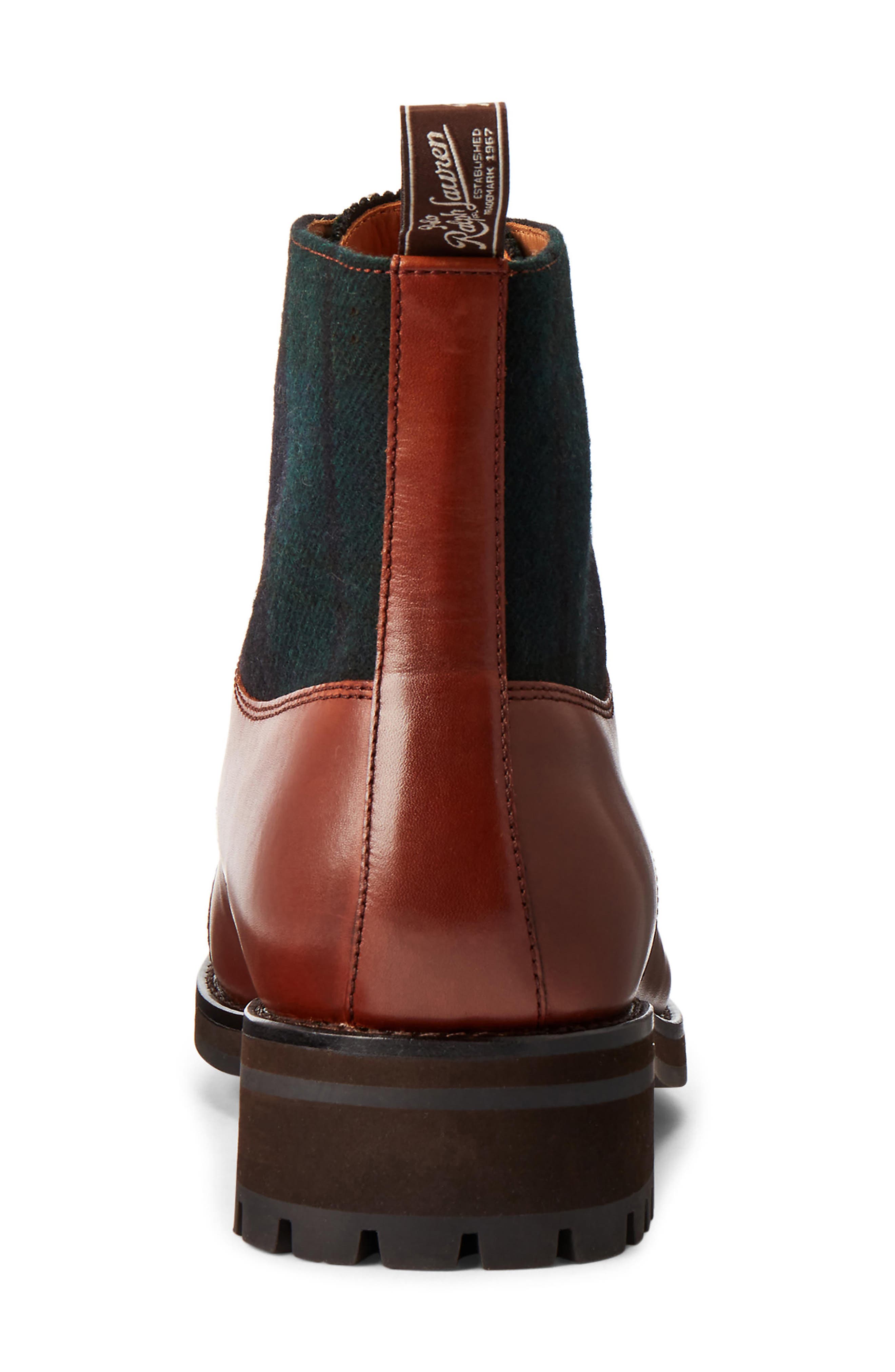 Polo Ralph Lauren Bryson Mixed Media Cap Toe Boot, Alternate, color, Polo Pale Russet / Black Multi