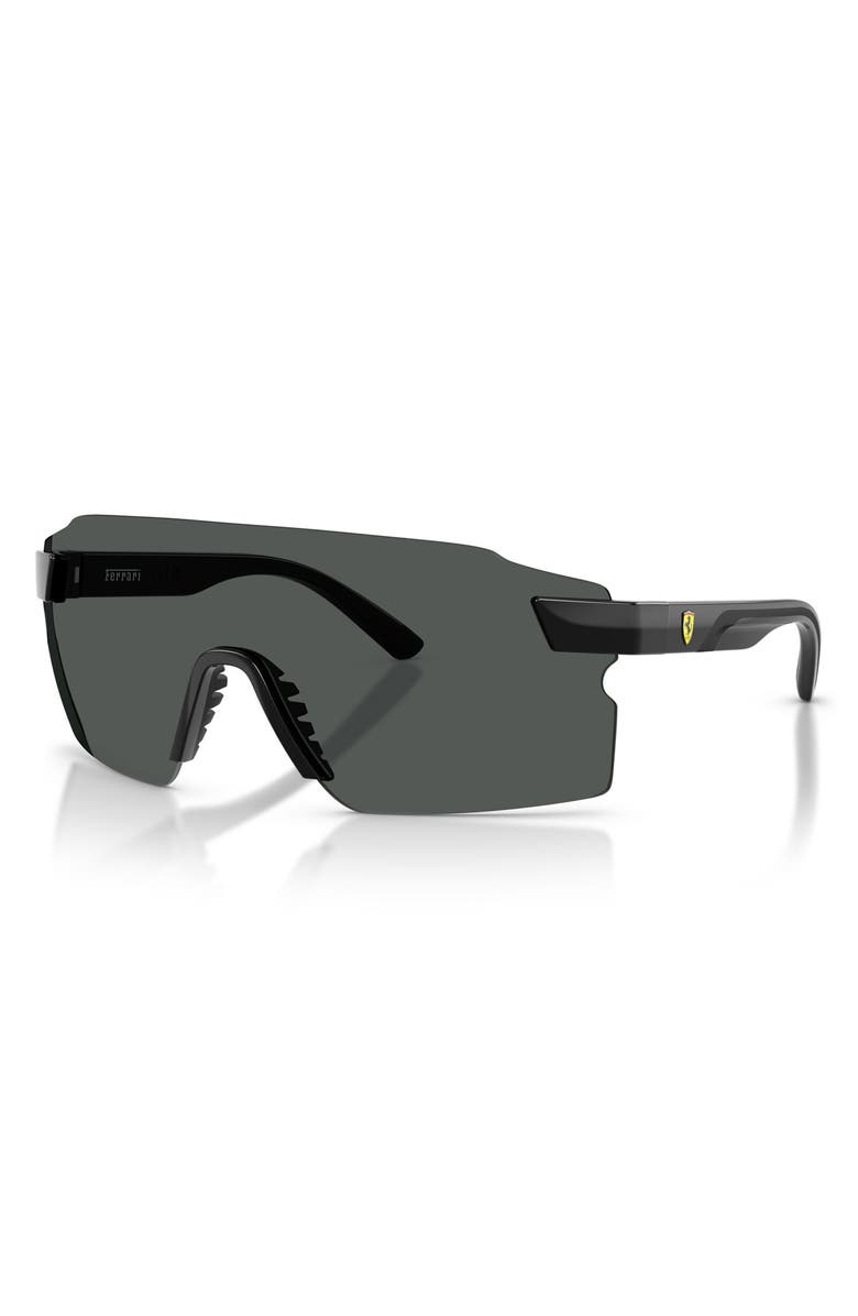 Scuderia Ferrari 133mm Oversize Rectangular Sunglasses, Alternate, color, Shiny Black / Polar Dark Grey
