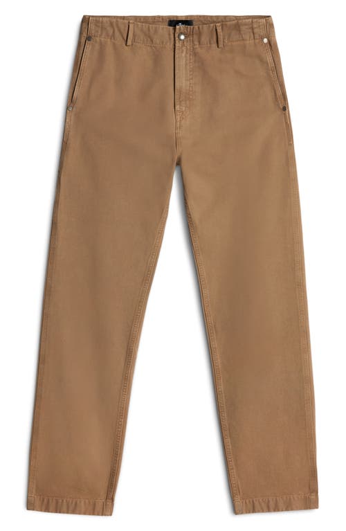 7 For All Mankind Straight Leg Twill Carpenter Chinos In Brown