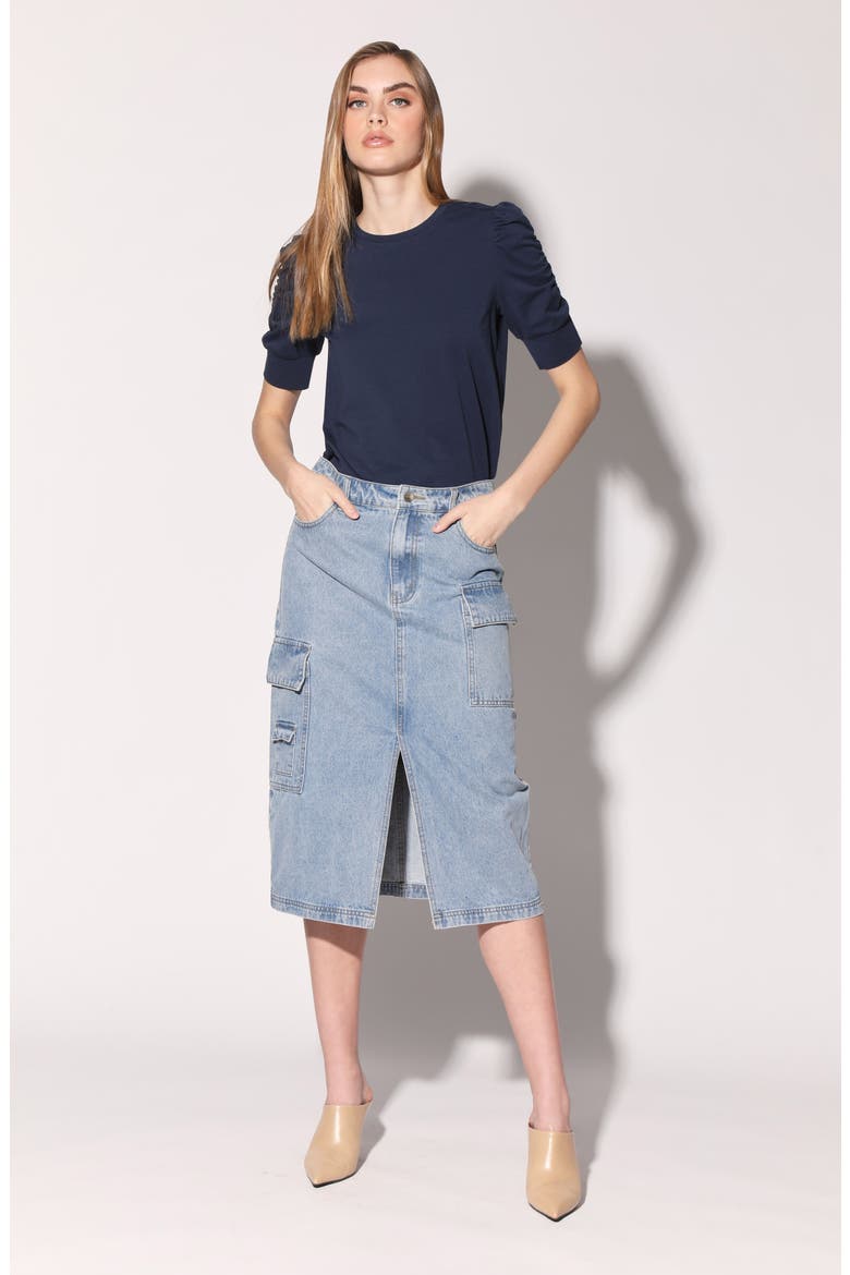 Tally Denim Skirt, Alternate, color, LIGHT WASH DENIM