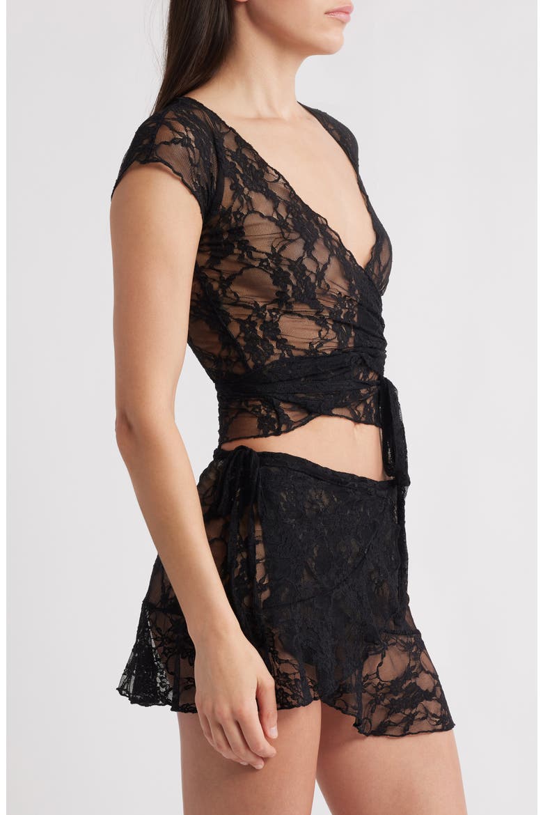 Sheer Lace Wrap Top, Alternate, color, BLACK