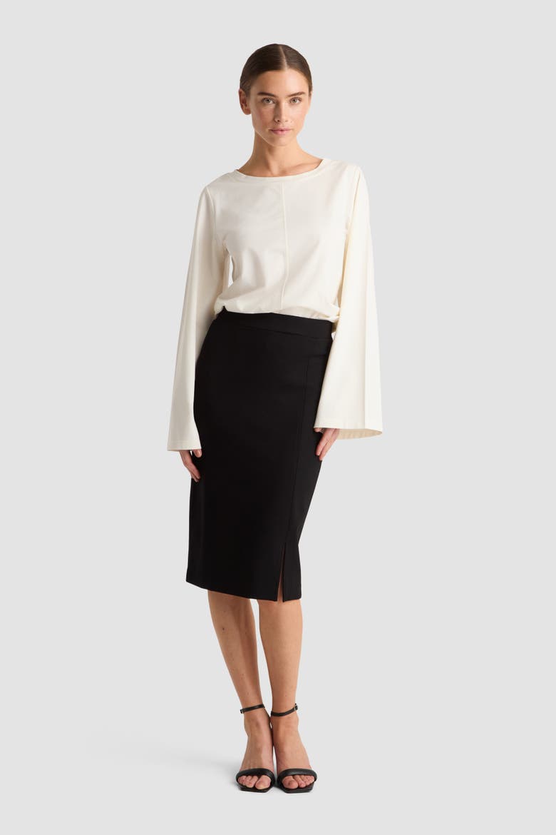 Leman Straight Jersey Midi Skirt, Alternate, color, Black