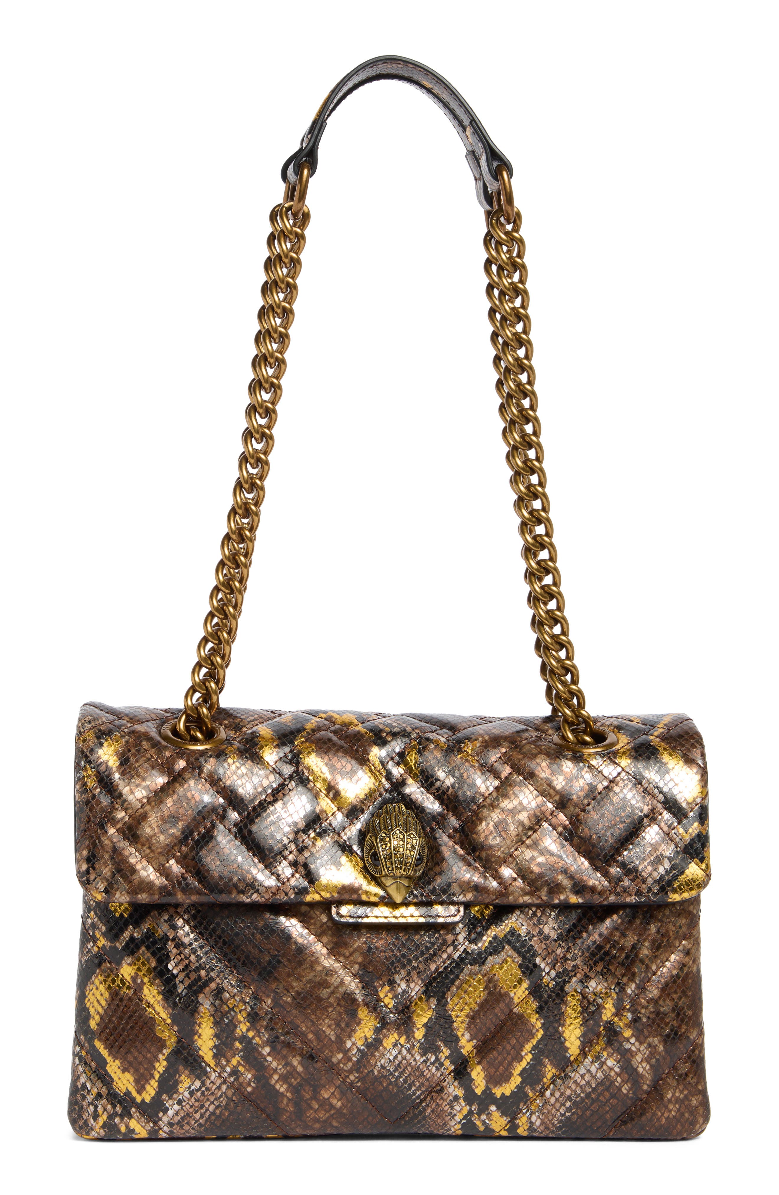 Kurt Geiger London Kensington Snake Print Shoulder Bag, Main, color, 