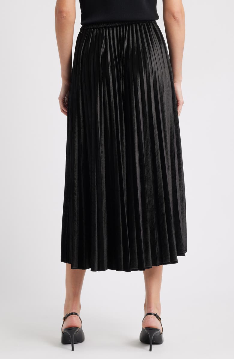 Anne Klein Pull-On Pleated Velour Skirt, Alternate, color, Anne Black