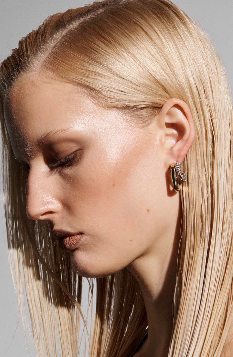 DEMARSON Mini Tina Pavé Earrings, Alternate, color, Gold/ Pave