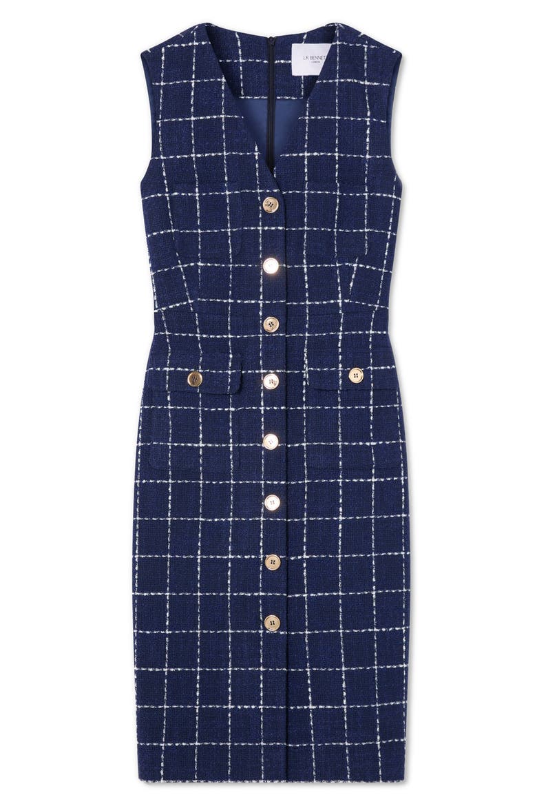 Vita Windowpane Tweed Dress, Alternate, color, NAVY