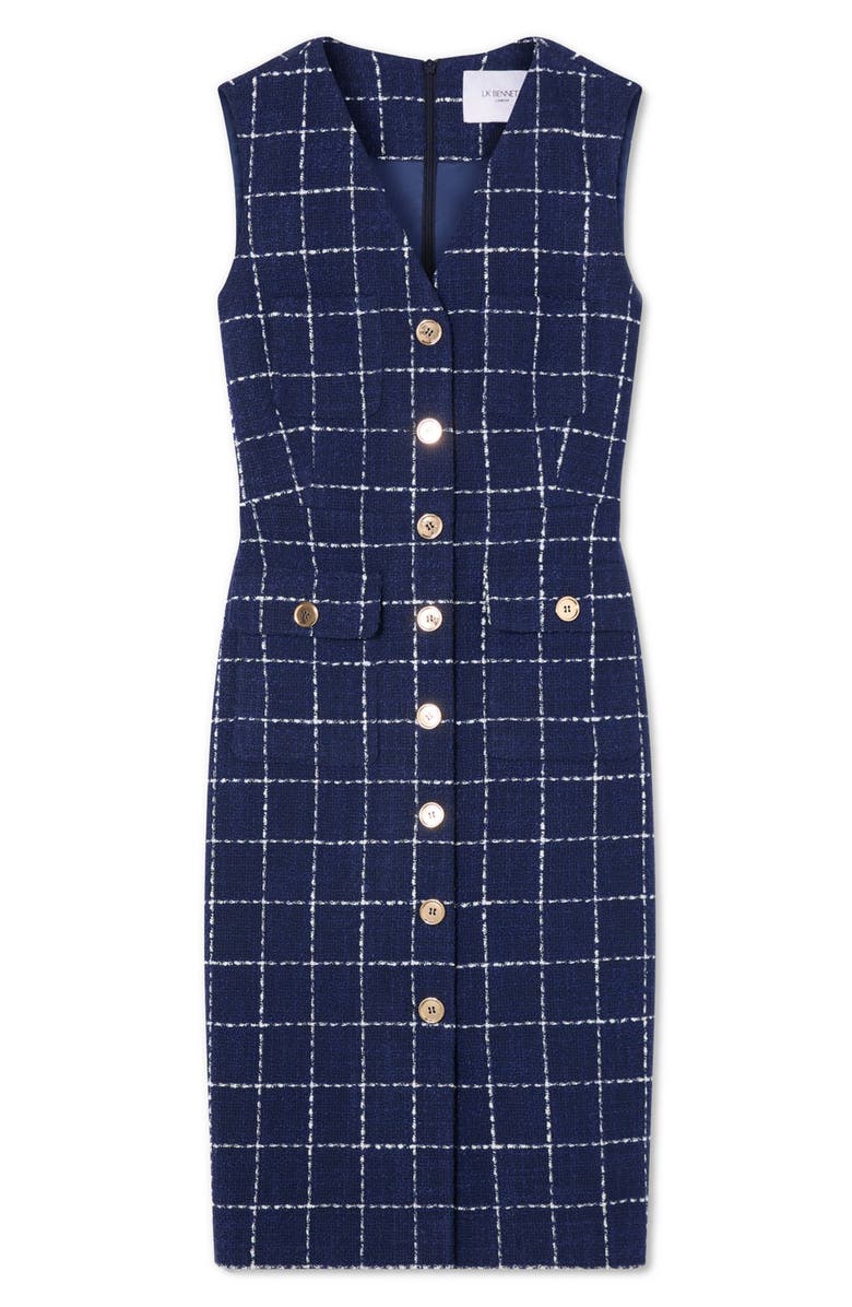 LK Bennett Vita Windowpane Tweed Dress, Alternate, color, 