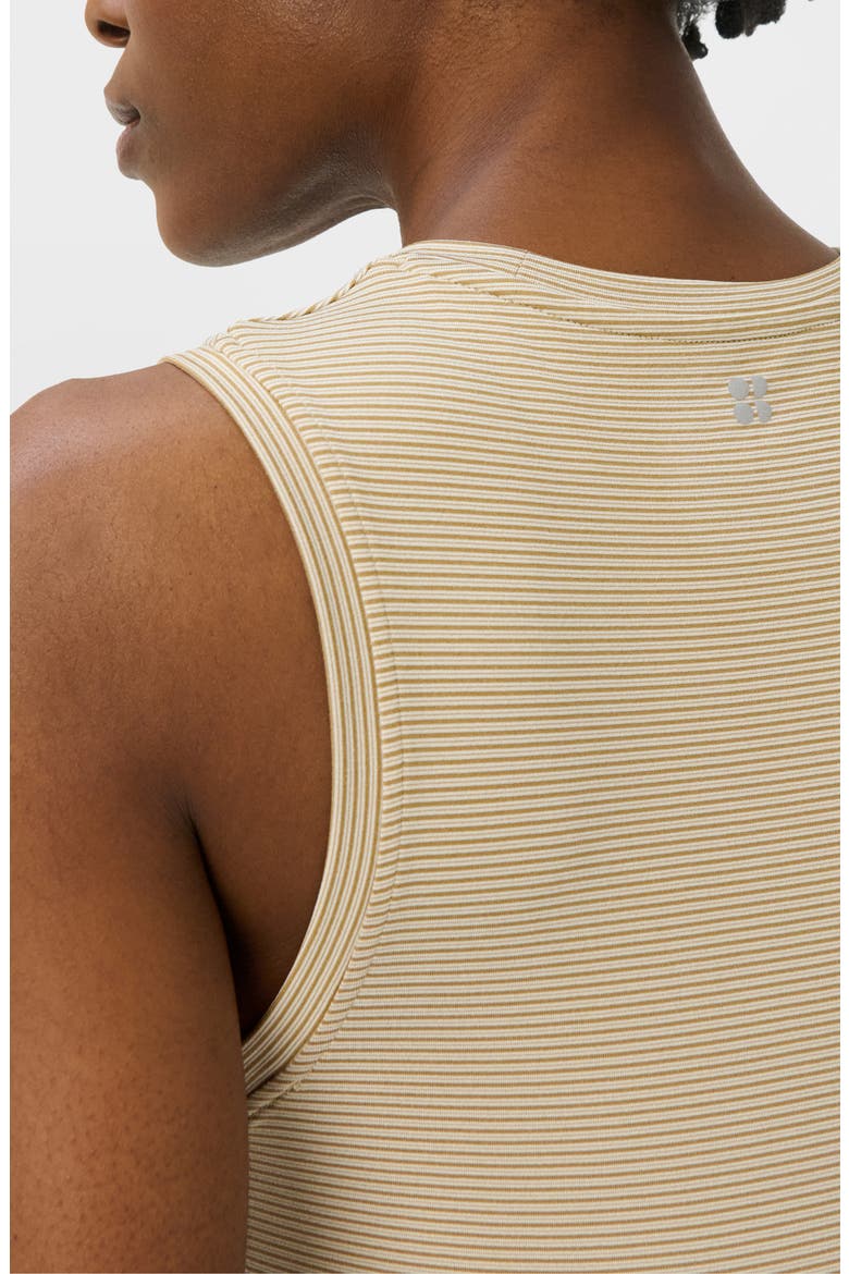 Athlete Mid Length Striped Performance Tank, Alternate, color, BEIGE DROP NEEDLE STRIPE