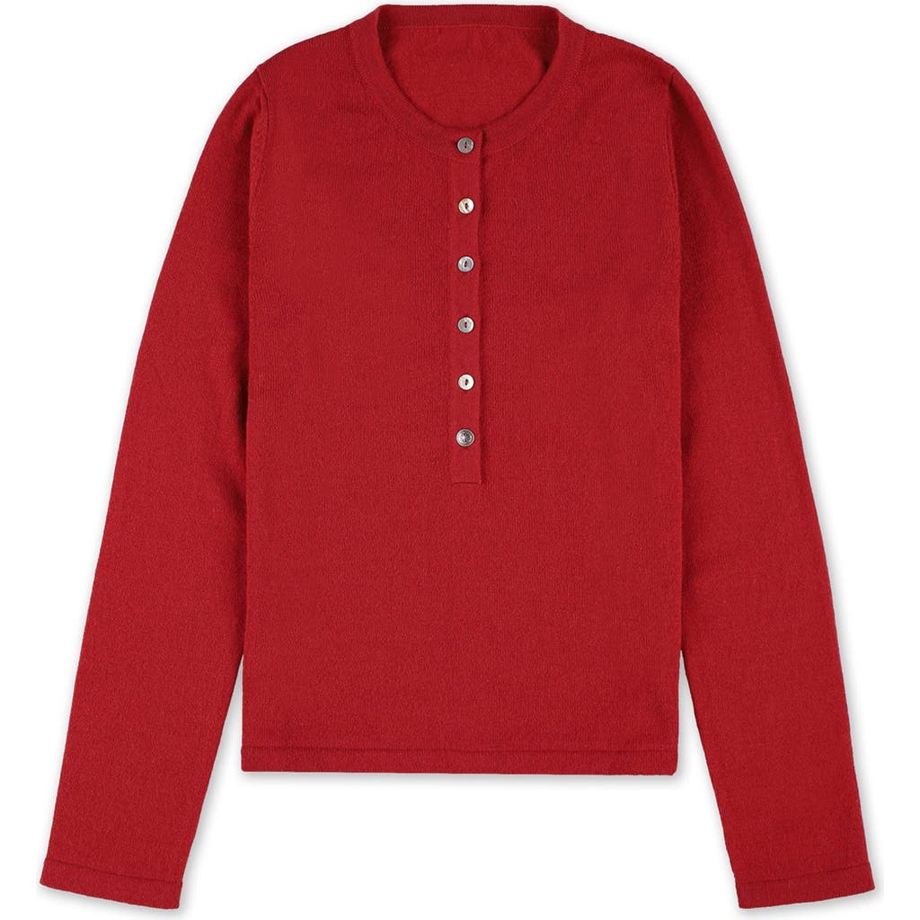 Fortela Lou Cashmere Henley Knit In Red