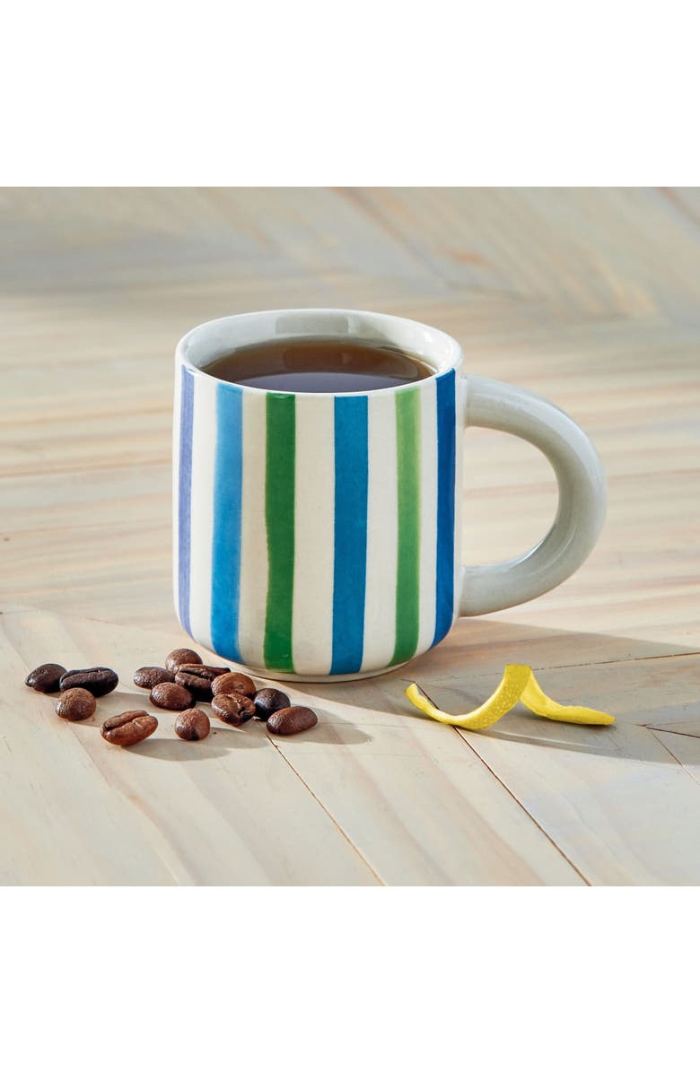 tag Watercolor Stripe Espresso Cup Multi Stoneware Everyday, Alternate, color, Blue