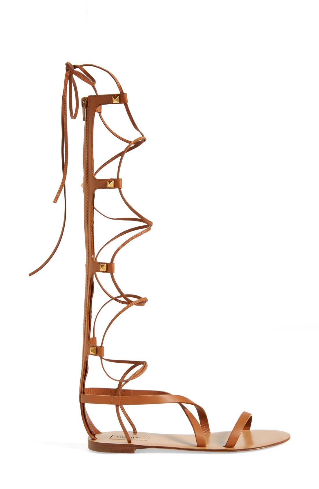 'Rockstud' Tall Gladiator Sandal, Alternate, color, LIGHT CUIR