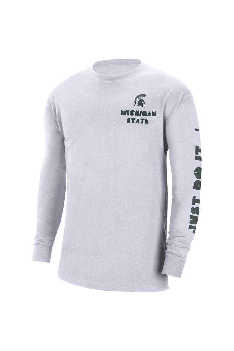 Men's Nike White Michigan State Spartans Heritage Max 90 Long Sleeve T-Shirt, Alternate, color, White