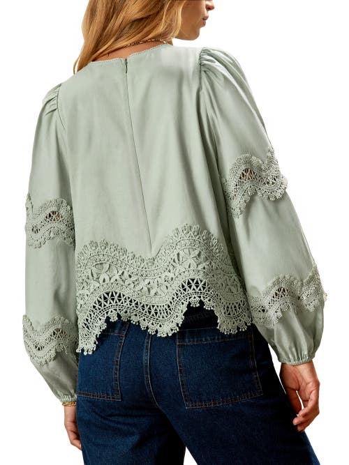 Ro&zo Womens Green Lace-embroidered Long-sleeve Cotton Blouse In Multi