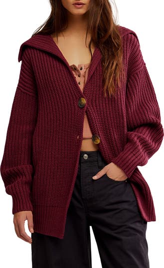 トップス OHOTRO Feather Damage Cardigan wine Tokito Fluffy Crew Neck Cardigan in Wine | MYER