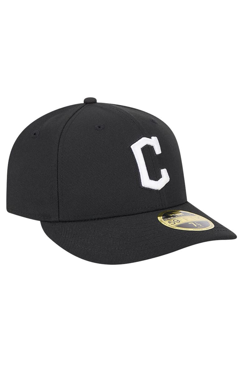 Men's New Era Black Cleveland Guardians Low Profile 59FIFTY Fitted Hat, Alternate, color, Black