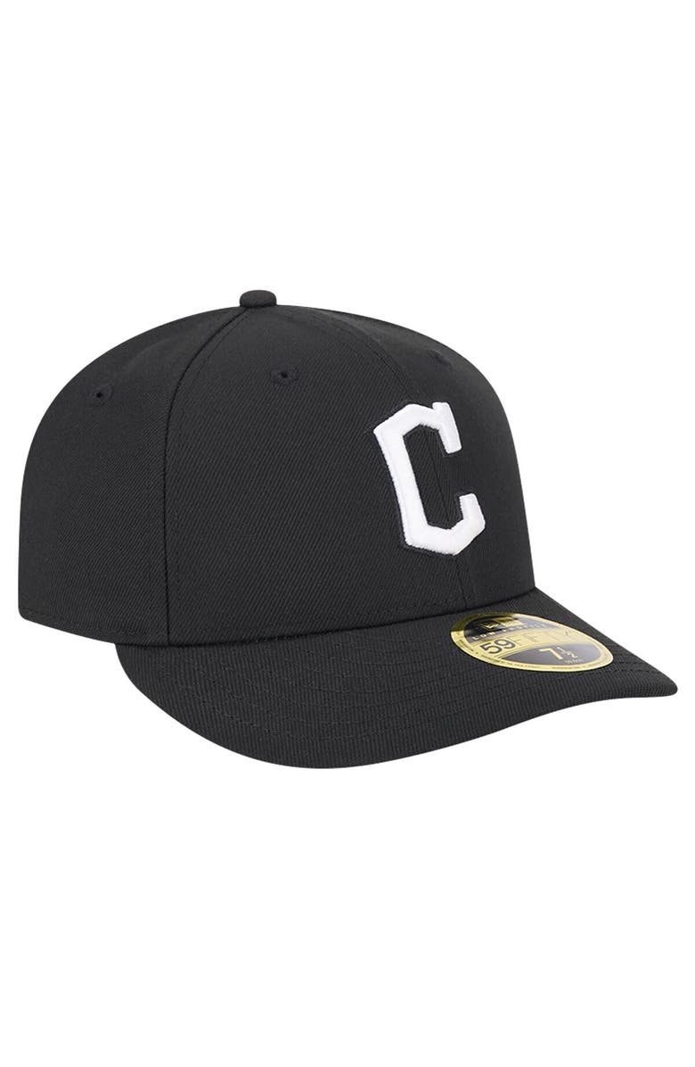 New Era Men's New Era Black Cleveland Guardians Low Profile 59FIFTY Fitted Hat, Alternate, color, Black