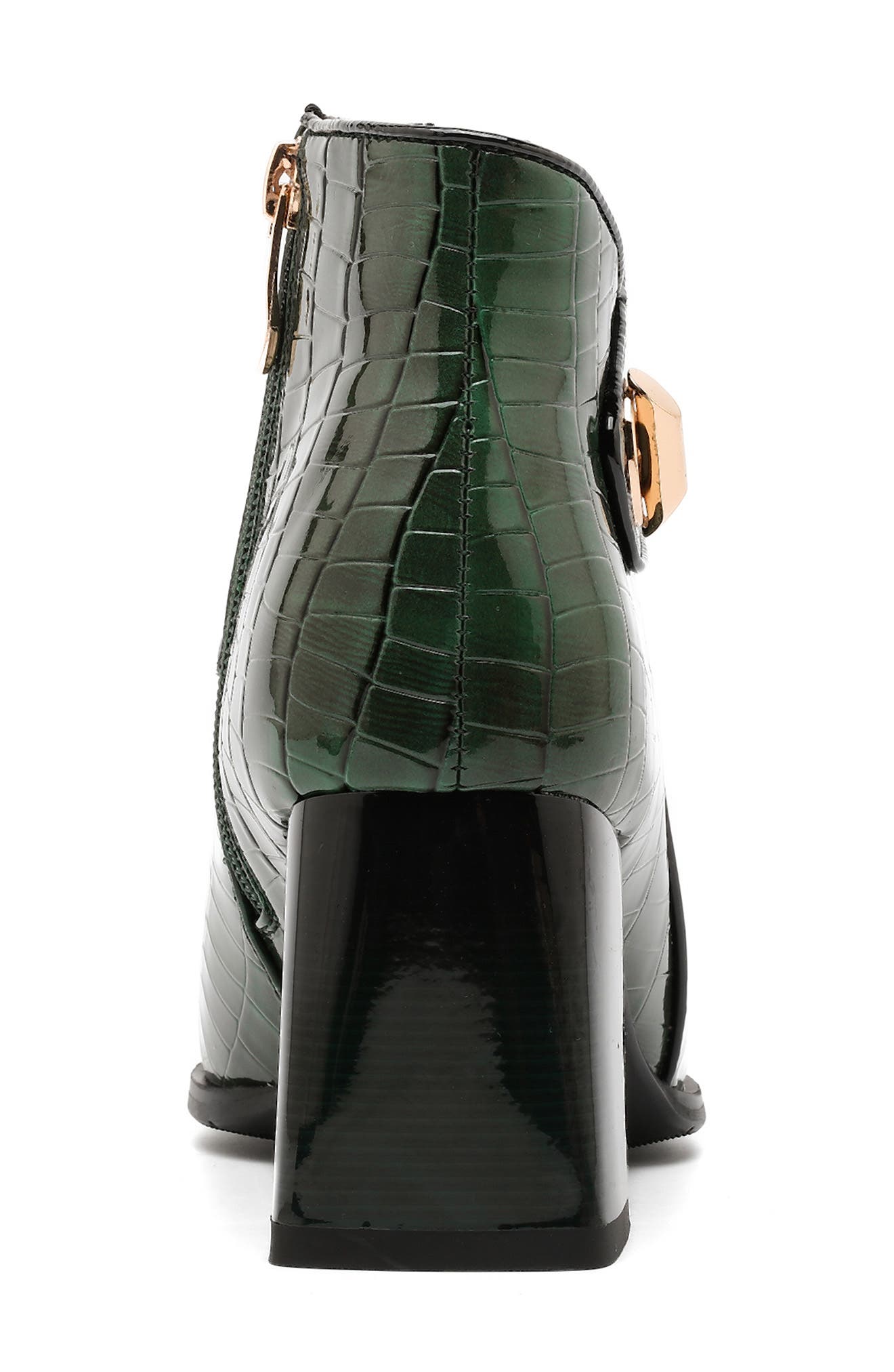 Bailey Croc Embossed Faux Leather Bootie, Alternate, color, GREEN