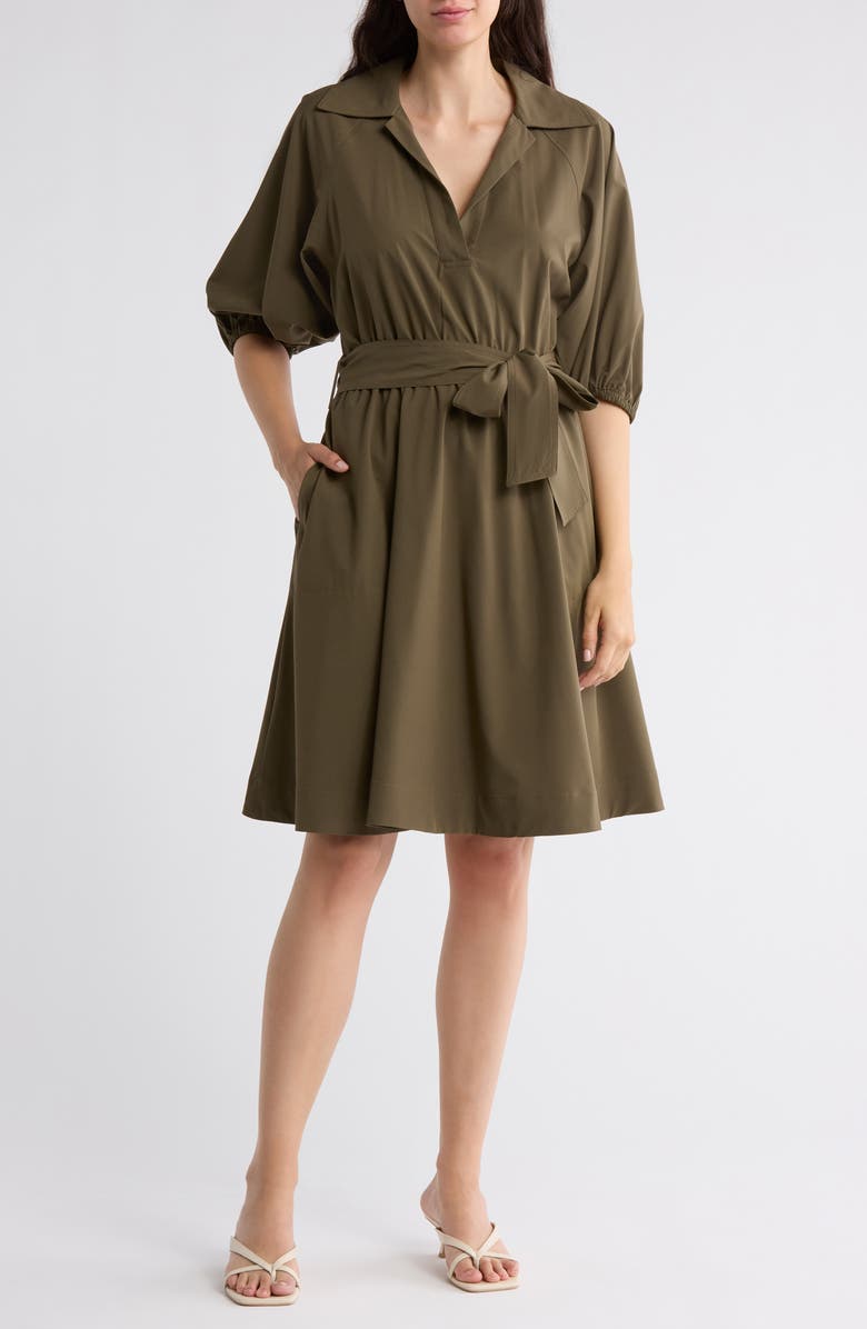 Calvin Klein Puff Sleeve A-Line Shirtdress, Main, color,