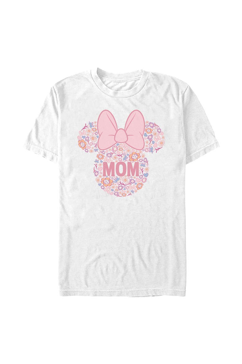 Men's Minnie Mouse Bow Icon Mom Flower Pattern  Graphic T-Shirt, Main, color, White