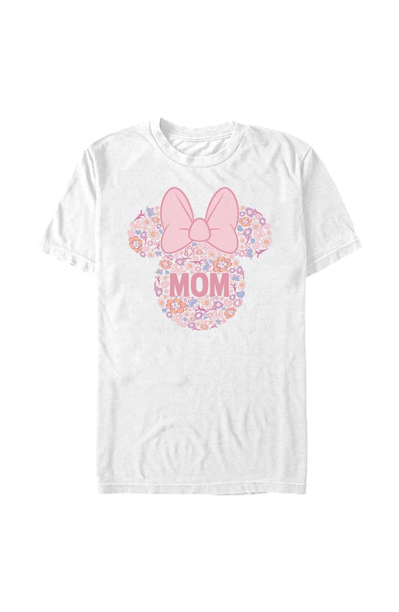 Minnie Mouse Men's Minnie Mouse Bow Icon Mom Flower Pattern  Graphic T-Shirt, Main, color, White