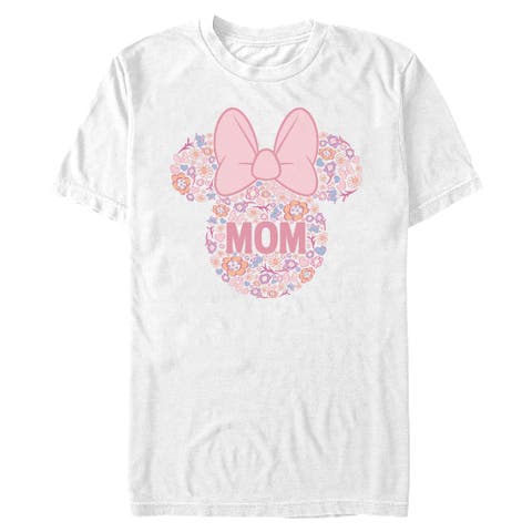 Men's Minnie Mouse Bow Icon Mom Flower Pattern  Graphic T-Shirt