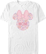 Minnie Mouse Men's Minnie Mouse Bow Icon Mom Flower Pattern  Graphic T-Shirt