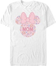 Minnie Mouse Men's Bow Icon Mom Flower Pattern Short Sleeve Graphic T-Shirt