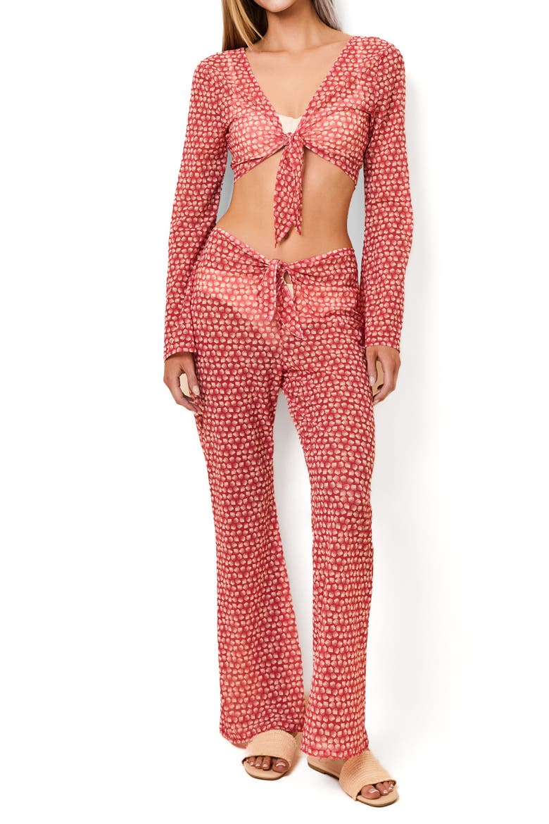 Dolly Sheer Crop Cover-Up Top, Alternate, color, SHELL PRINT