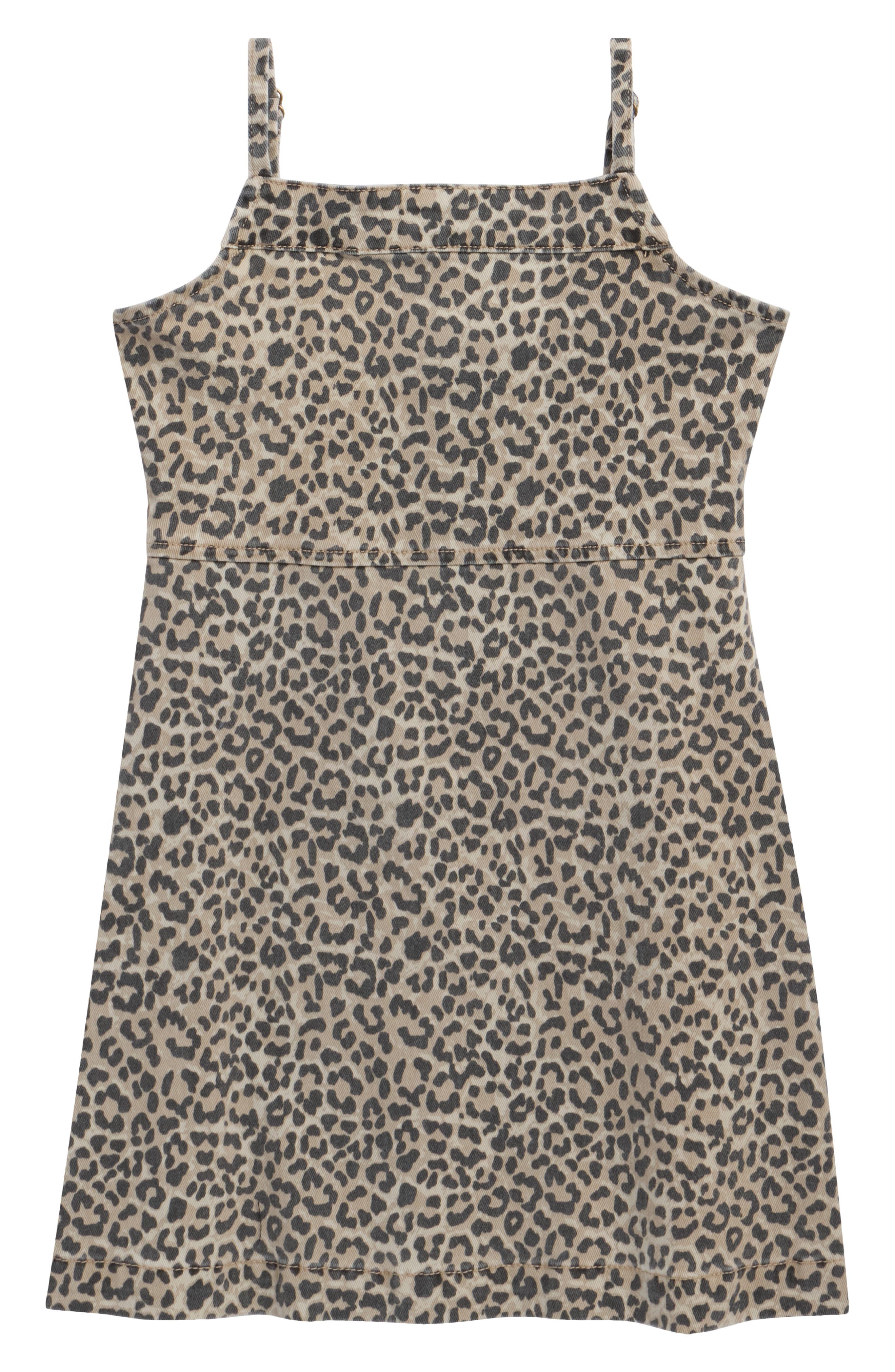 Kids' Leopard Print Strap Minidress