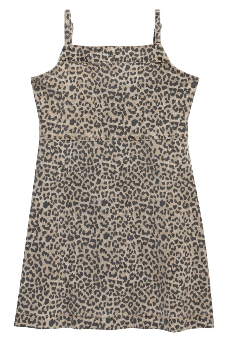 Kids' Leopard Print Strap Minidress, Main, color, TAN LEOPARD