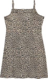 Tractr Kids' Leopard Print Strap Minidress