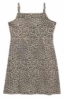 Kids' Leopard Print Strap Minidress