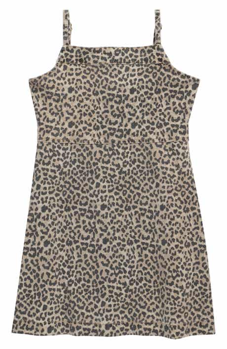 Kids' Leopard Print Strap Minidress