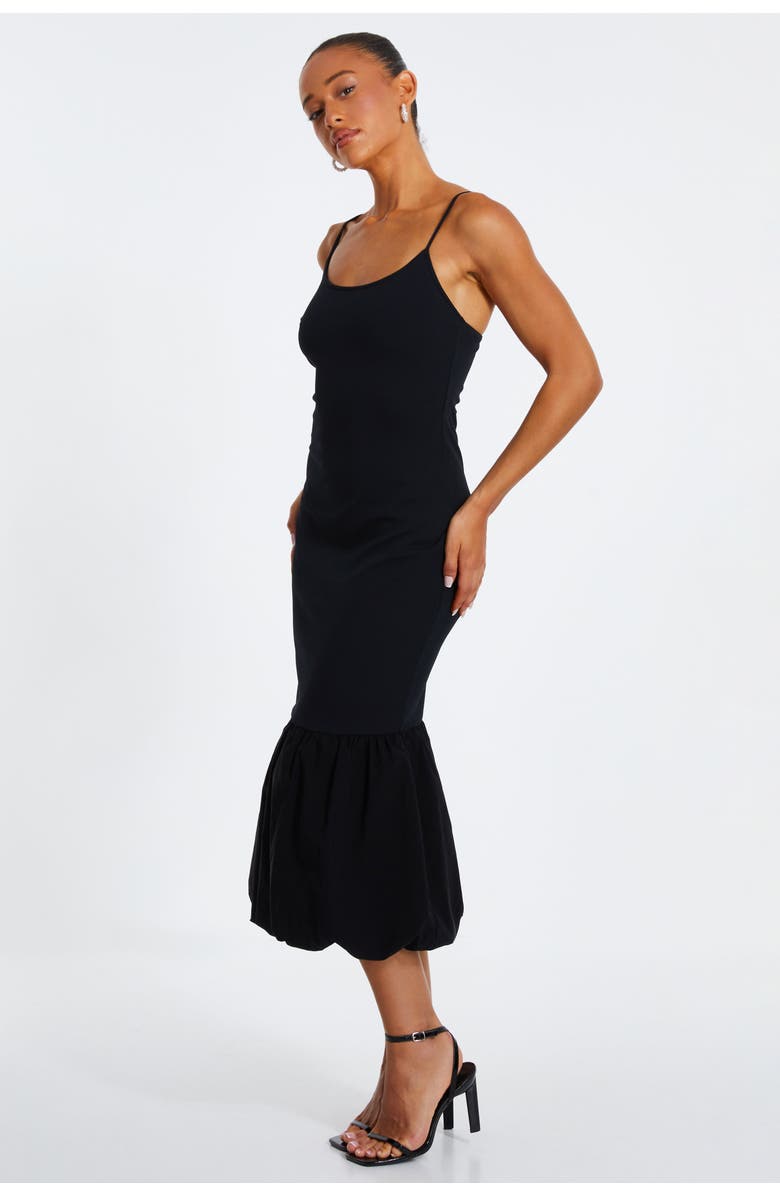 QUIZ Jersey and Bengaline Puffball Strappy Midi Dress, Alternate, color,