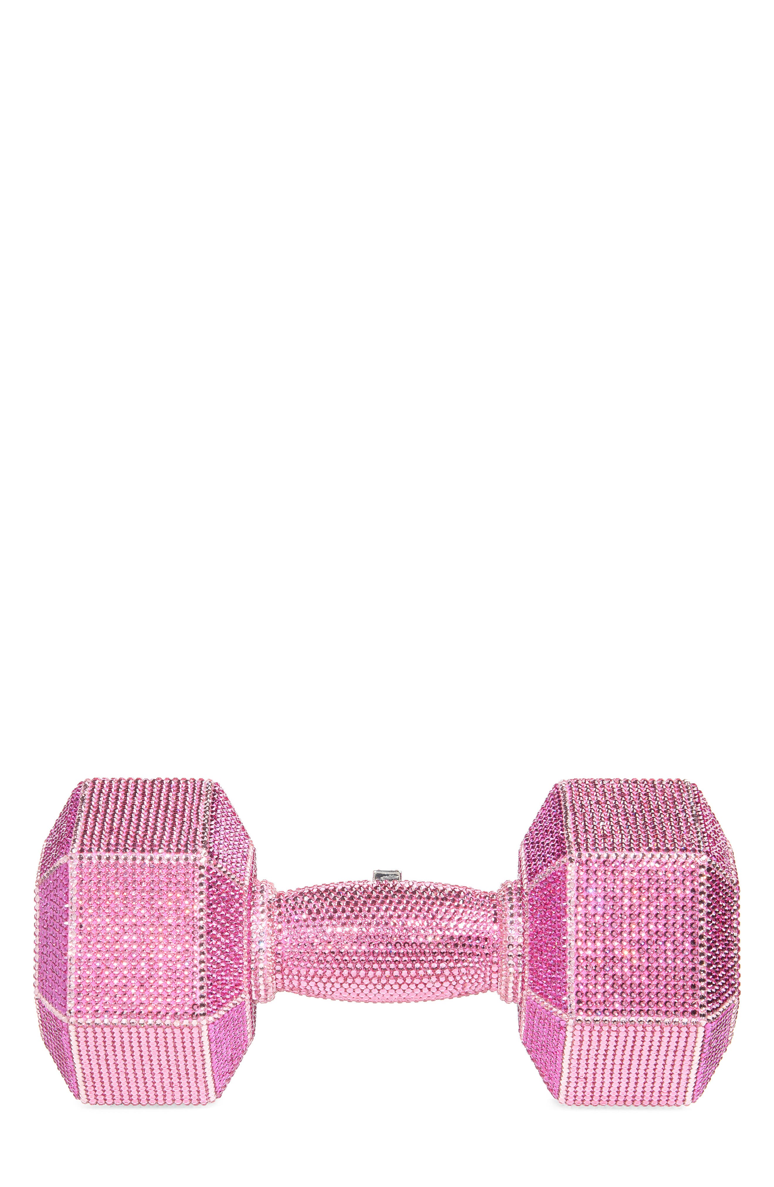 Dumbbell Crystal Clutch, Main, color, SILVER ROSE MULTI