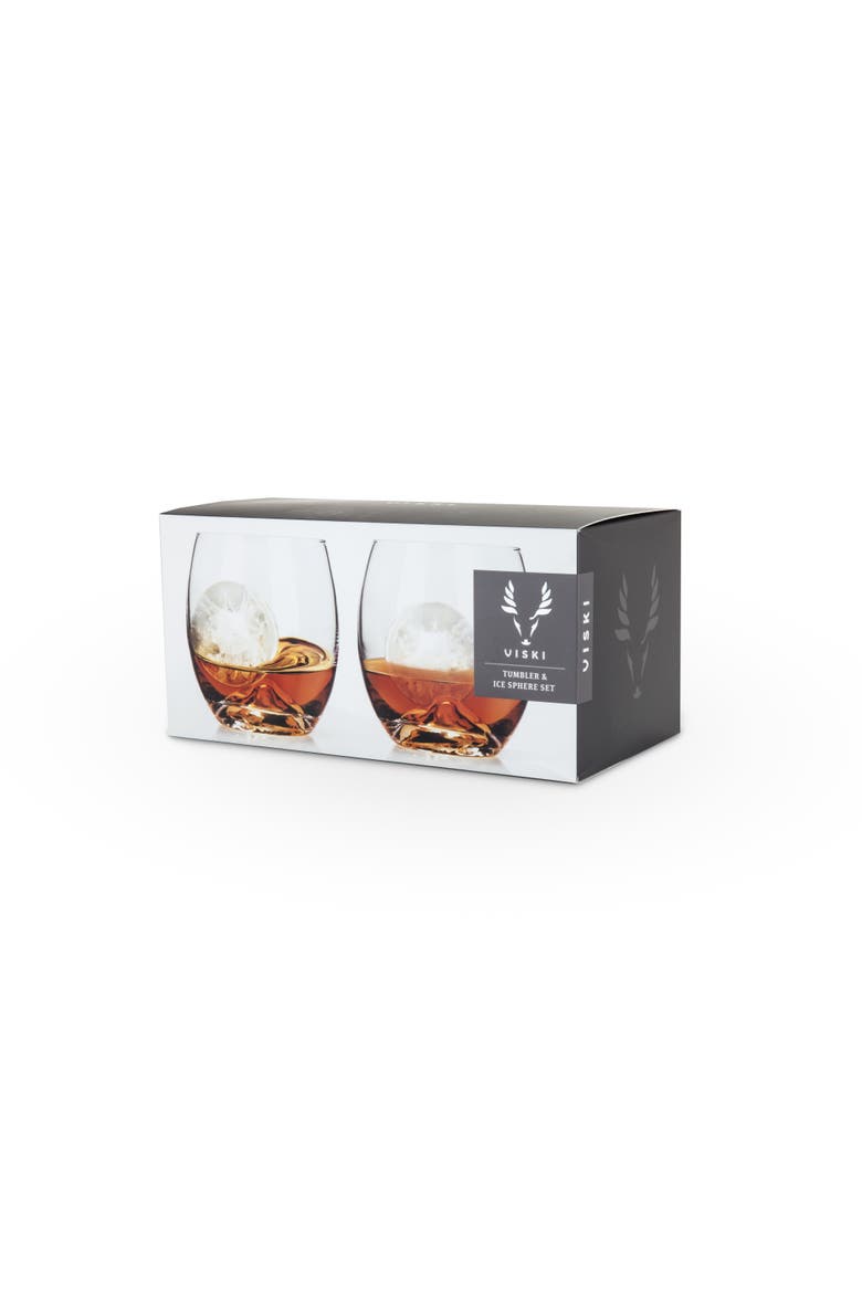 Glacier 4-Piece Ice Sphere Mold and Tumbler Set, Alternate, color, Clear