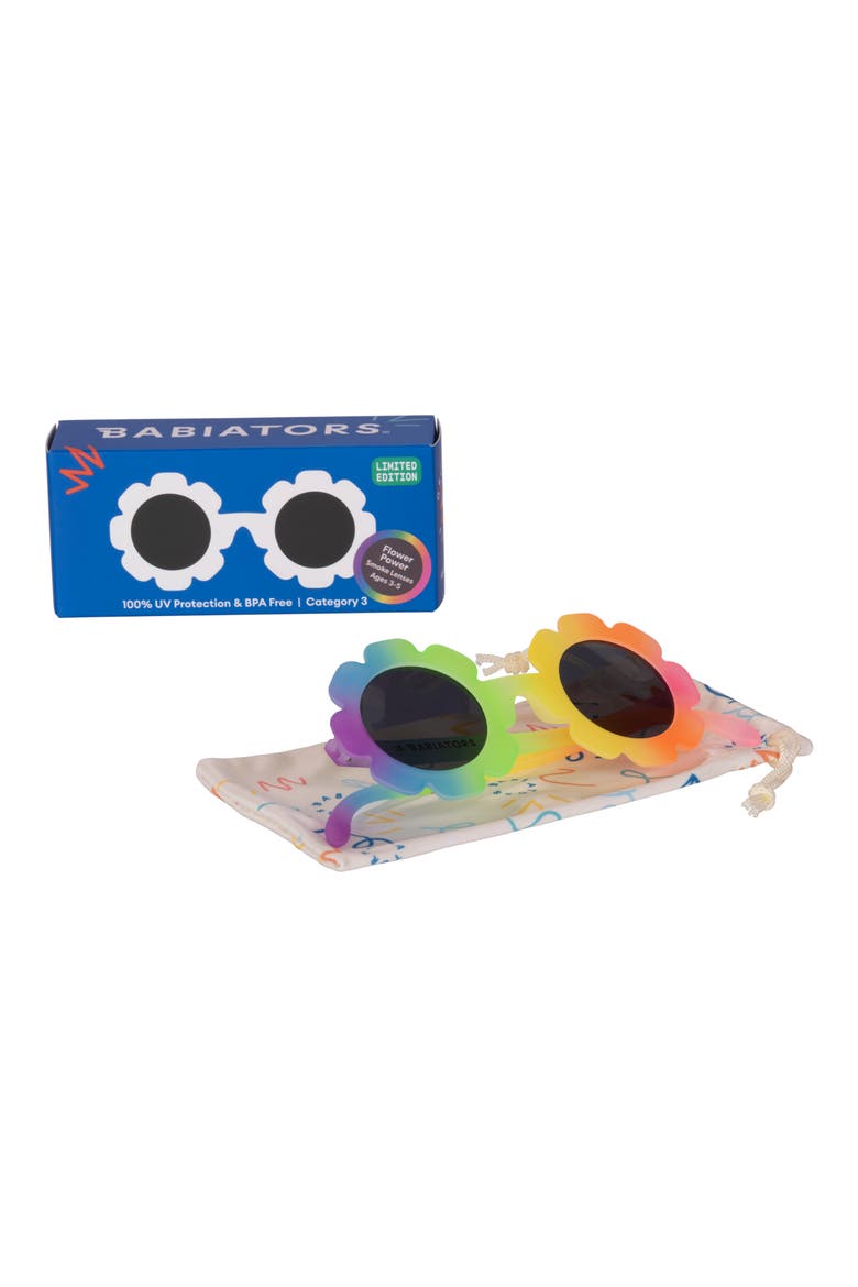 Kids' Flower Power Sunglasses, Alternate, color, RAD RAINBOW
