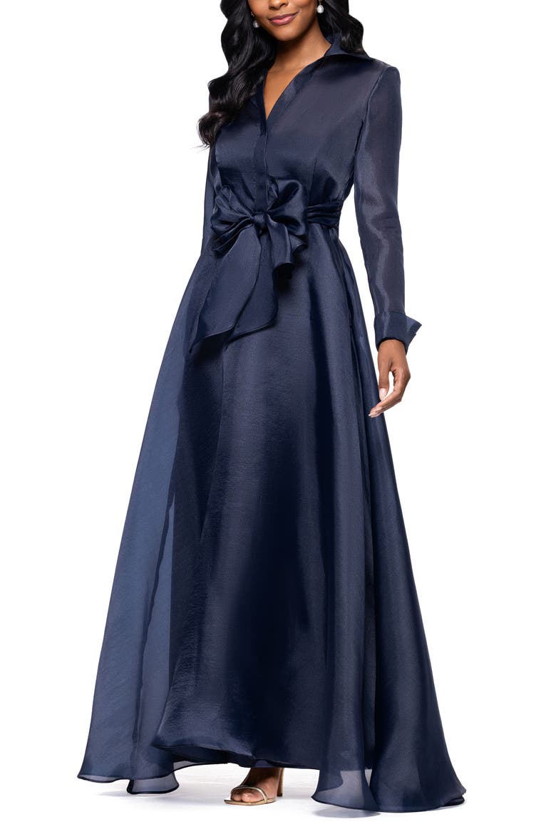 Long Sleeve Organza Dress, Alternate, color, NAVY