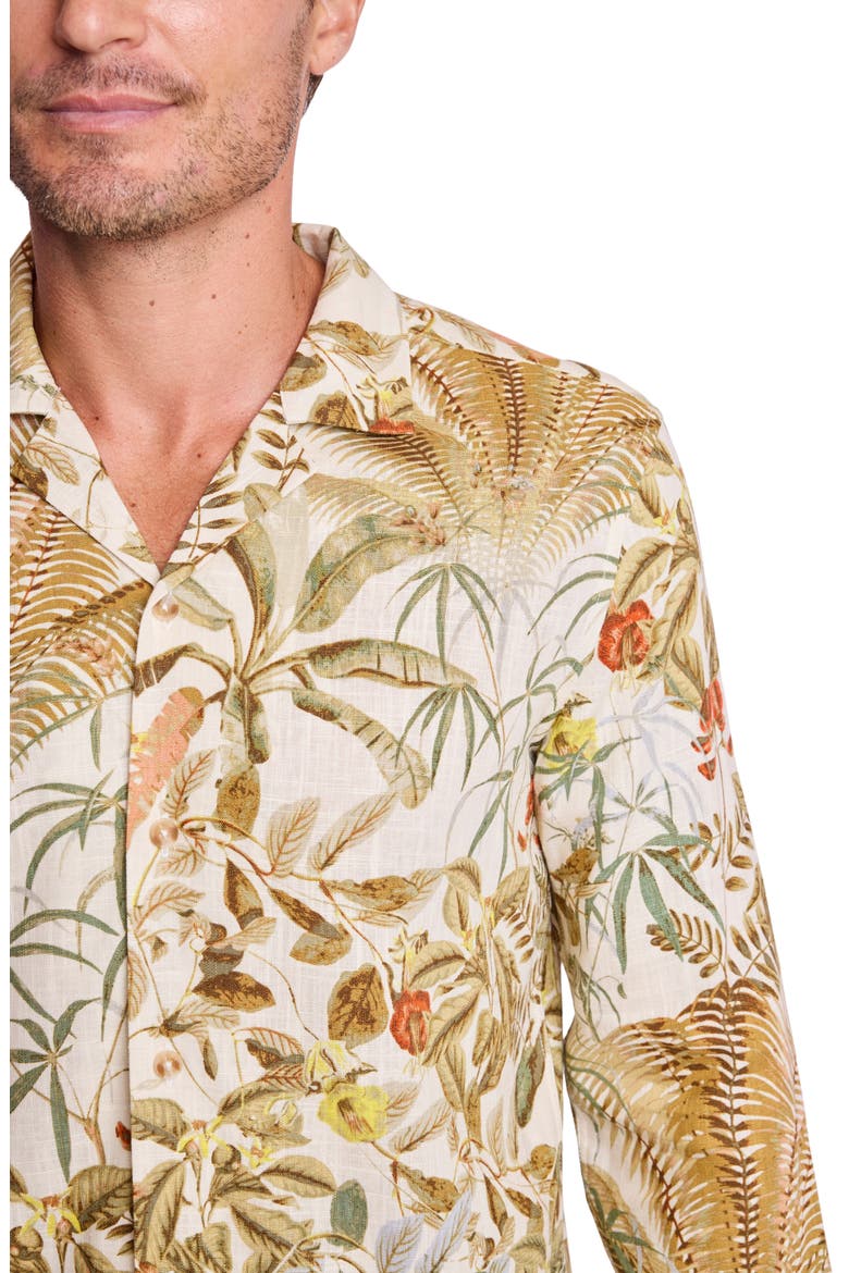 Parker Trim Fit Linen Blend Button-Up Shirt, Alternate, color, PALM SPRINGS