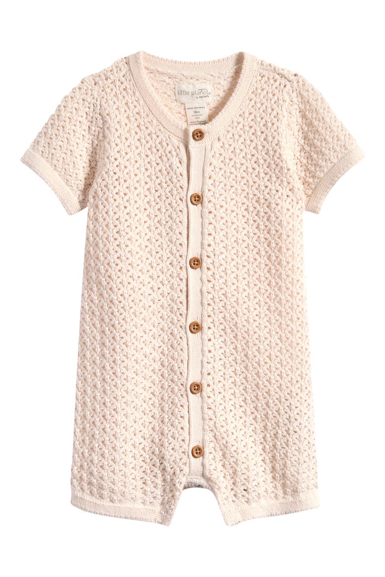 Organic Cotton Button-Up Romper, Main, color, CREAM