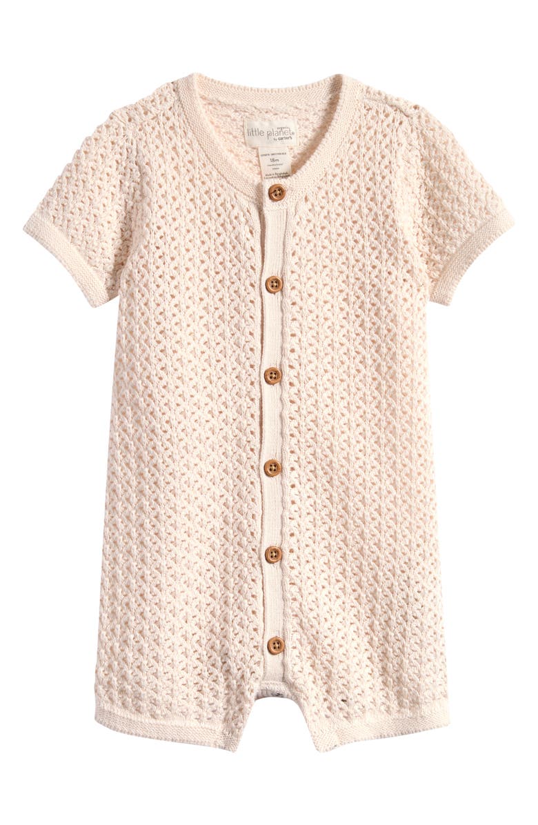 Little Planet Organic Cotton Button-Up Romper, Main, color, Cream