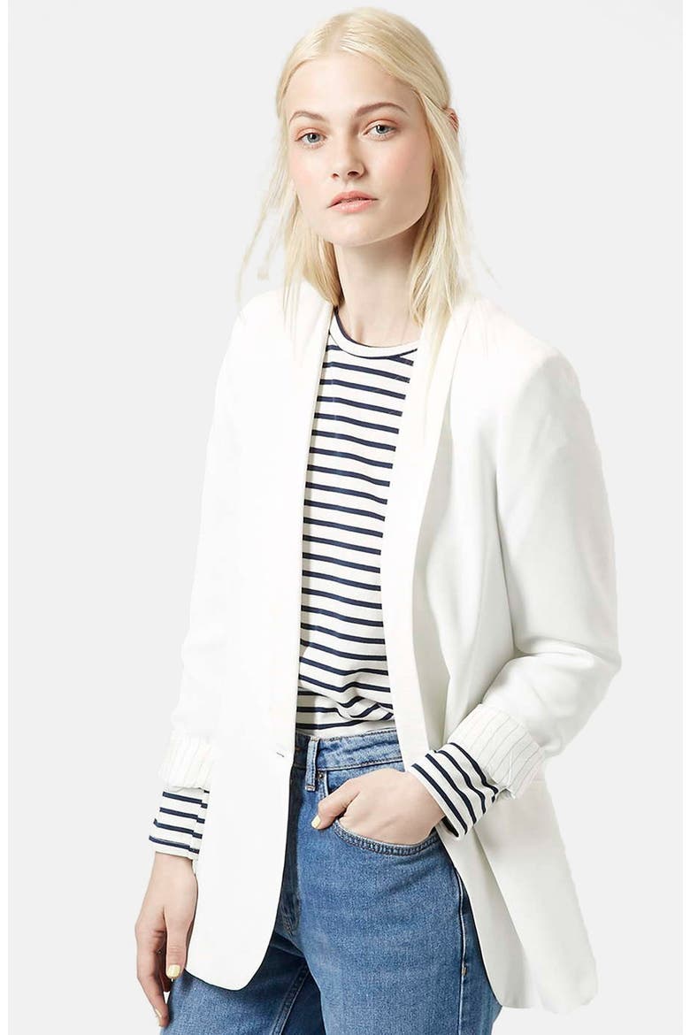 Grosgrain Trim Blazer, Main, color, CREAM