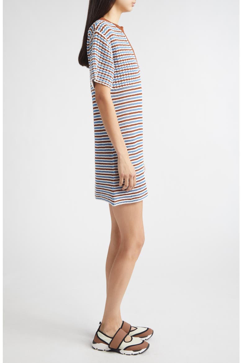 Stripe Cotton Crochet Minidress, Alternate, color, CRM30 GOLD BROWN